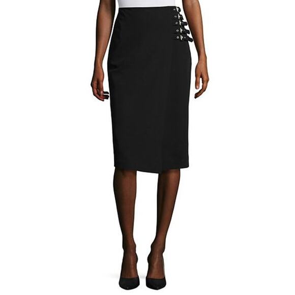 Worthington Pencil Skirt Buckle Details Dark Academia Zip Fly Size 6 NWT Goth - Picture 1 of 7
